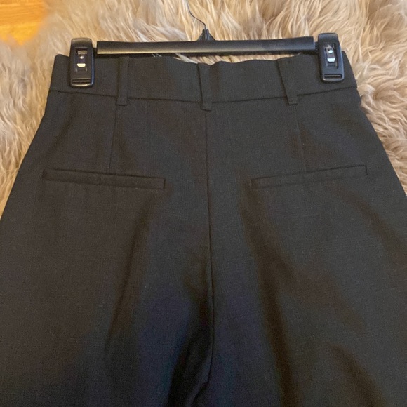 Zara Slouchy Plaid Pants Dark Grey High Waisted - Picture 7 of 7